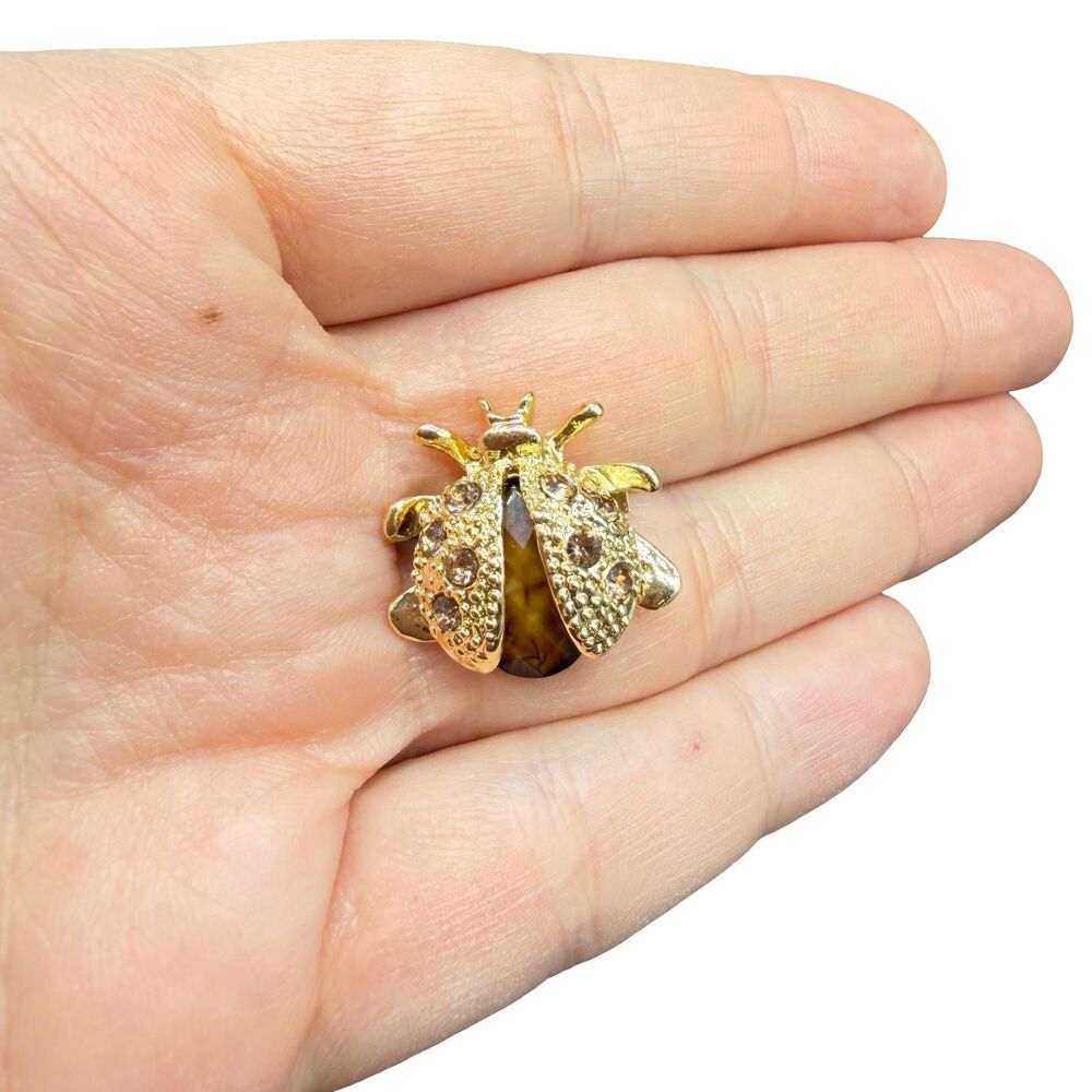 Vintage Jewelry Brown Bug Brooch Ladybug pin